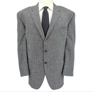 Quiet Luxury Jack Victor Wool Blazer Mens 50R Black White Canada Tailored